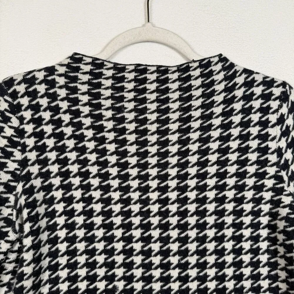 Ann Taylor Petite MP Houndstooth Sweater Black White Knit Long Sleeve Women - Picture 5 of 9